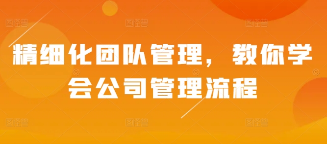 精细化团队管理，教你学会公司管理流程-梦帆创业网