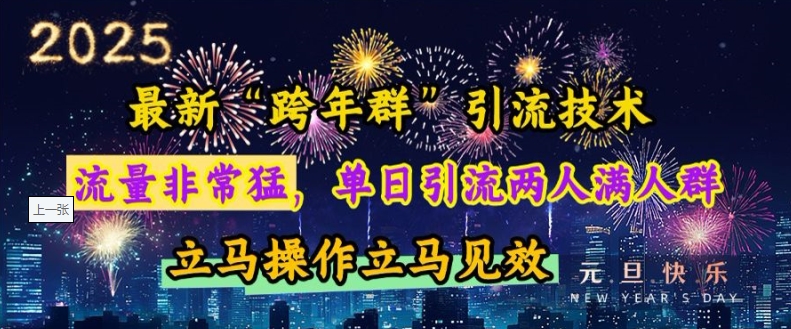 最新“跨年群”引流，流量非常猛，单日引流两人满人群，立马操作立马见效【揭秘】-梦帆创业网