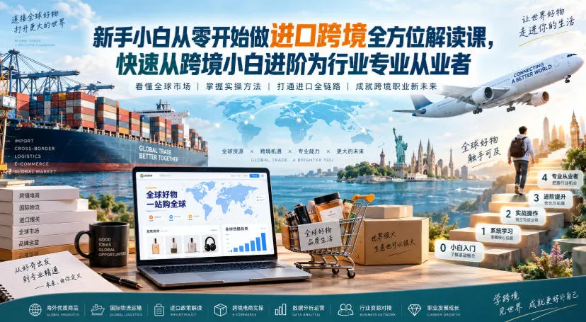 新手小白从零开始做进口跨境全方位解读课，快速从跨境小白进阶为行业专业从业者-梦帆创业网