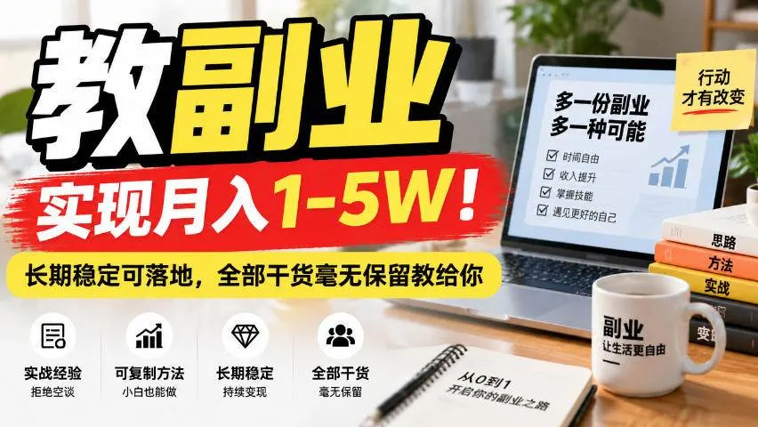 （20806期）“教副业”实现月入1-5W！长期稳定可落地，全部干货毫无保留教给你-梦帆创业网