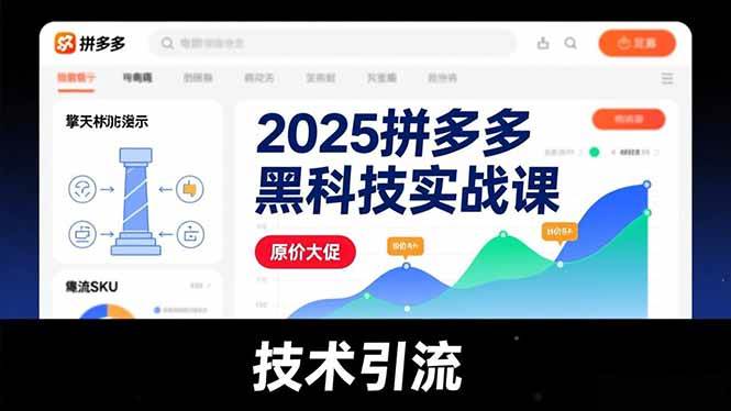 （16977期）2025拼多多黑科技实战课，擎天柱玩法、爆流SKU、原价大促，技术引流，单店日销轻松破千单-梦帆创业网