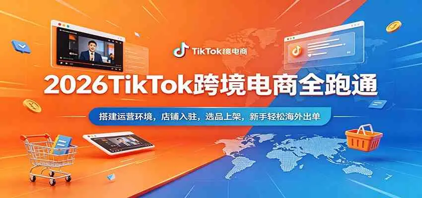 2026TikTok跨境电商全跑通：搭建运营环境，店铺入驻，选品上架，新手轻松海外出单-梦帆创业网