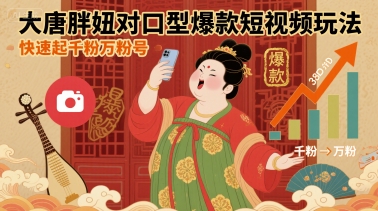 大唐胖妞对口型爆款短视频玩法，快速起千粉万粉号-梦帆创业网