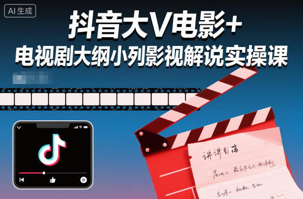 抖音大V电影+电视剧大纲小列影视剧解说实操课-梦帆创业网
