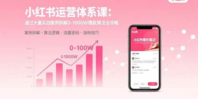 （15792期）小红书运营体系课：通过大量实战案例拆解0-1000W爆款算法全攻略-梦帆创业网