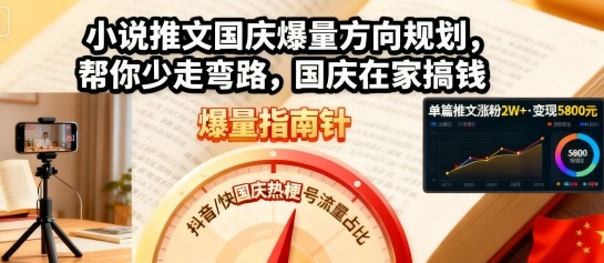 小说推文国庆爆量方向规划，帮你少走弯路，国庆在家搞钱-梦帆创业网