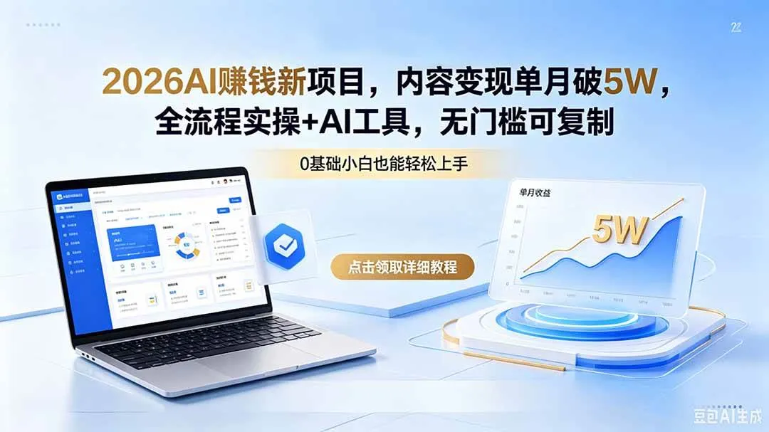 （18476期）2026AI赚钱新项目，内容变现单月破5W，全流程实操+AI工具，无门槛可复制-梦帆创业网