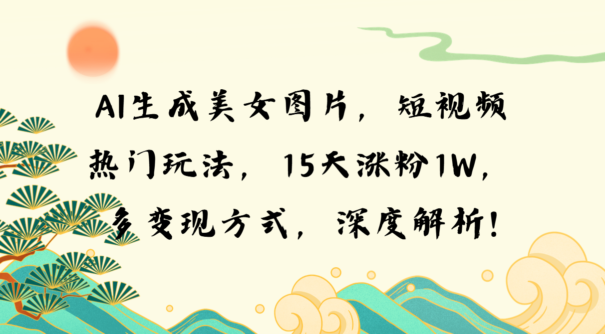 （13581期）AI生成美女图片，短视频热门玩法，15天涨粉1W，多变现方式，深度解析!-梦帆创业网