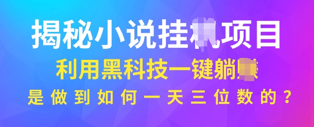 揭秘小说项目，利用黑科技一键躺Z模式，是如何做到一天三位数的-梦帆创业网