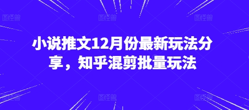 小说推文12月份最新玩法分享，知乎混剪批量玩法-梦帆创业网
