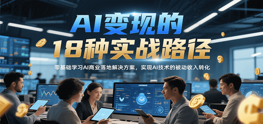 AI变现的18种实战路径，零基础学习AI商业落地解决方案，实现AI技术的被动收入转化-梦帆创业网
