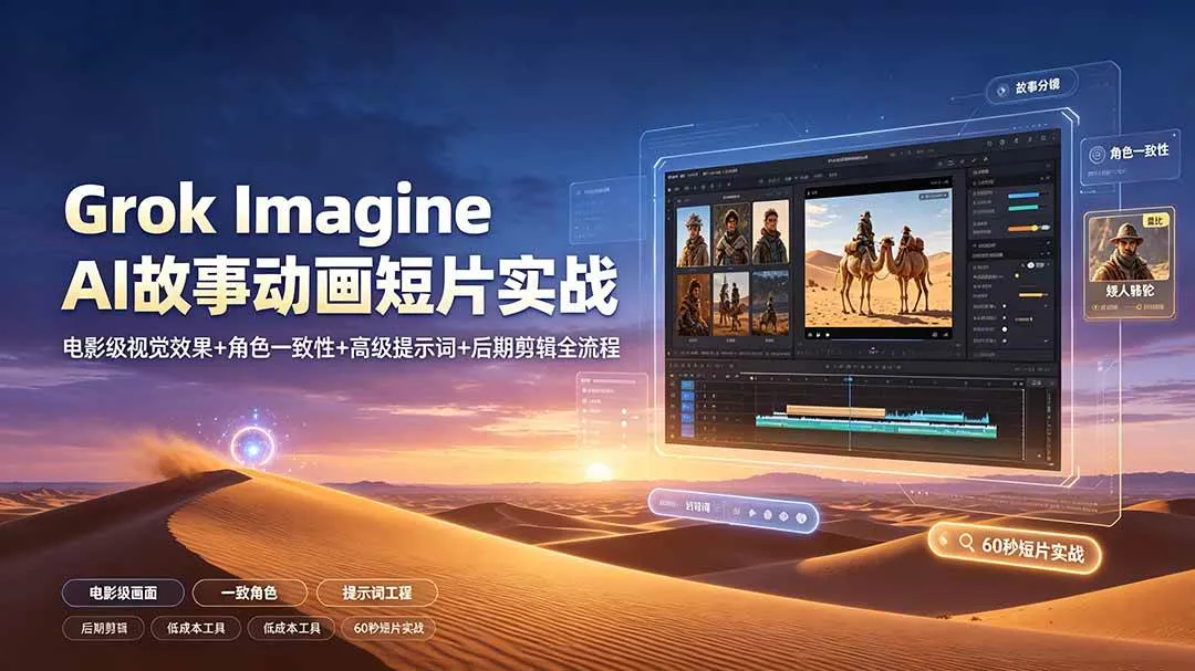 （19305期）Grok Imagine AI故事动画短片实战：电影级视觉效果+角色一致性+高级提示词+后期剪辑全流程-梦帆创业网