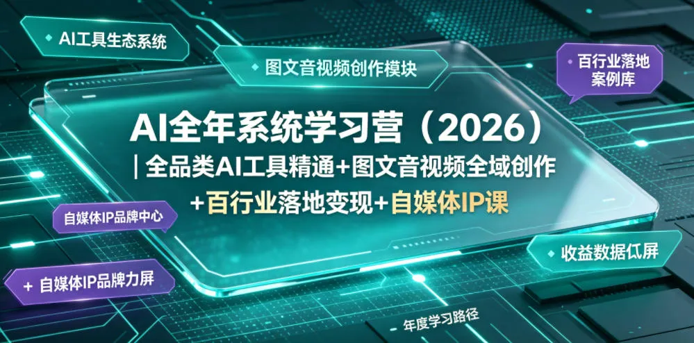 AI全年系统学习营（2026）｜全品类AI工具精通+图文音视频全域创作+百行业落地变现+自媒体IP打造年度进阶大课-梦帆创业网