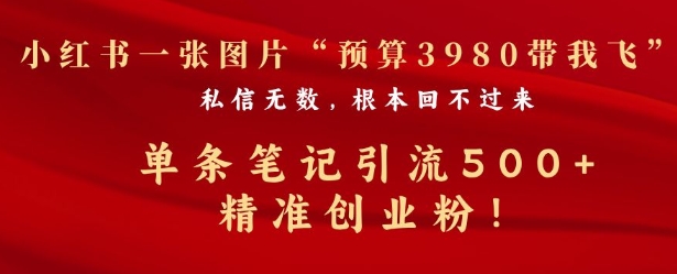 小红书一张图暴力引流500+精准创业粉-梦帆创业网