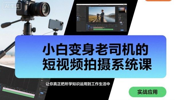 小白变身老司机的短视频拍摄系统课，让你真正把所学知识运用到工作生活中-梦帆创业网