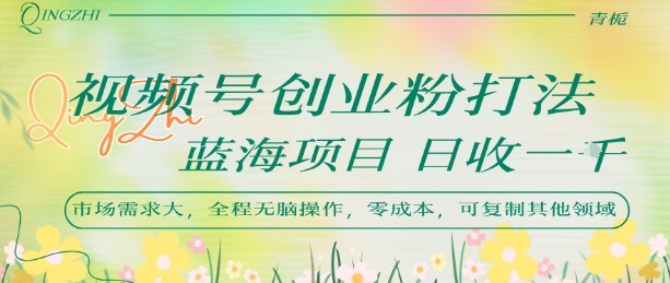 视频号创业粉打法，日入1k，蓝海项目，市场需求大，全程无脑操作，可复制-梦帆创业网