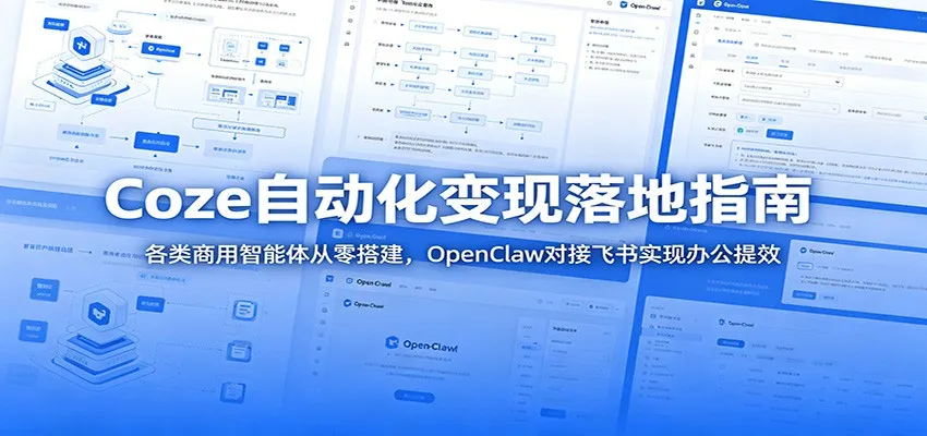 Coze自动化变现落地指南：各类商用智能体从零搭建，OpenClaw对接飞书实现办公提效-梦帆创业网