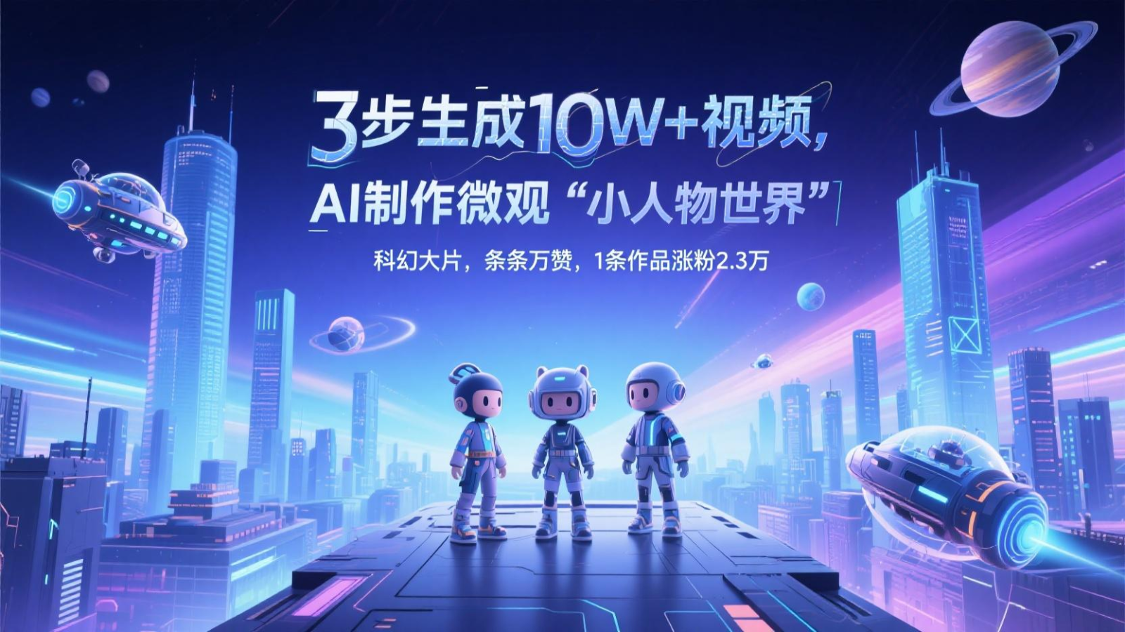 三步生成10W+视频，AI制作微观“小人物世界”科幻大片，条条万赞，1条作品涨粉2.3万-梦帆创业网
