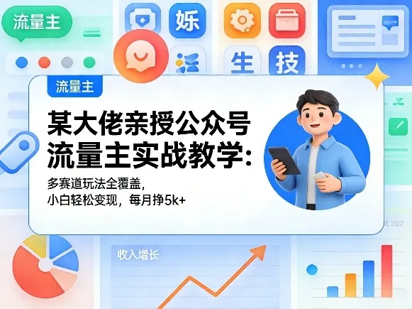 某大佬亲授公众号流量主实战教学：多赛道玩法全覆盖，小白轻松变现，每月多挣5k+-梦帆创业网