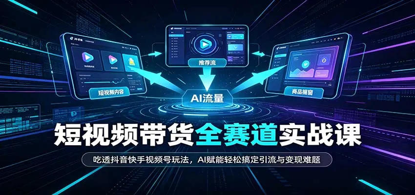 短视频带货全赛道：吃透抖音快手视频号玩法，AI赋能轻松搞定引流与变现难题-梦帆创业网