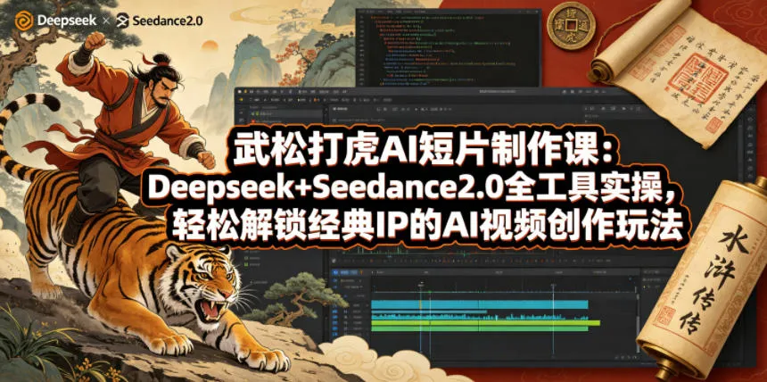 武松打虎AI短片制作课：Deepseek+Seedance2.0全工具实操，轻松解锁经典IP的AI视频创作玩法-梦帆创业网