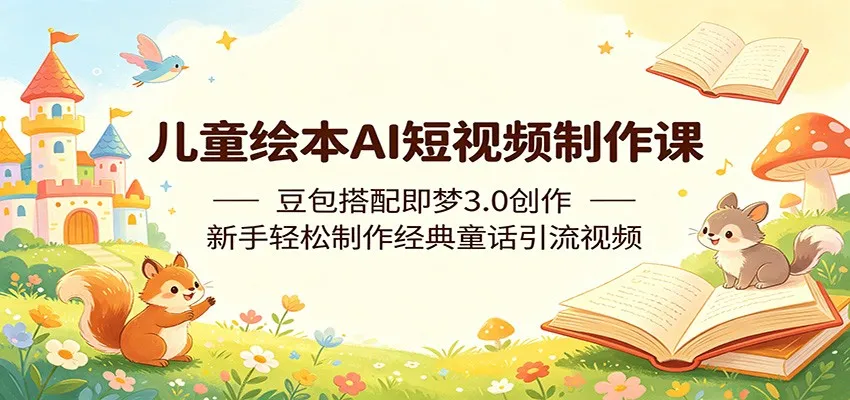 儿童绘本AI短视频制作课：豆包搭配即梦3.0创作，新手轻松制作经典童话引流视频-梦帆创业网