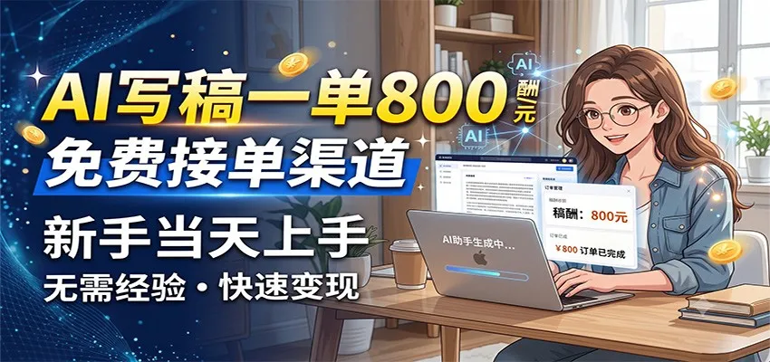 AI写稿一单800，免费接单渠道，一单一结几十到上千，新手当天上手-梦帆创业网