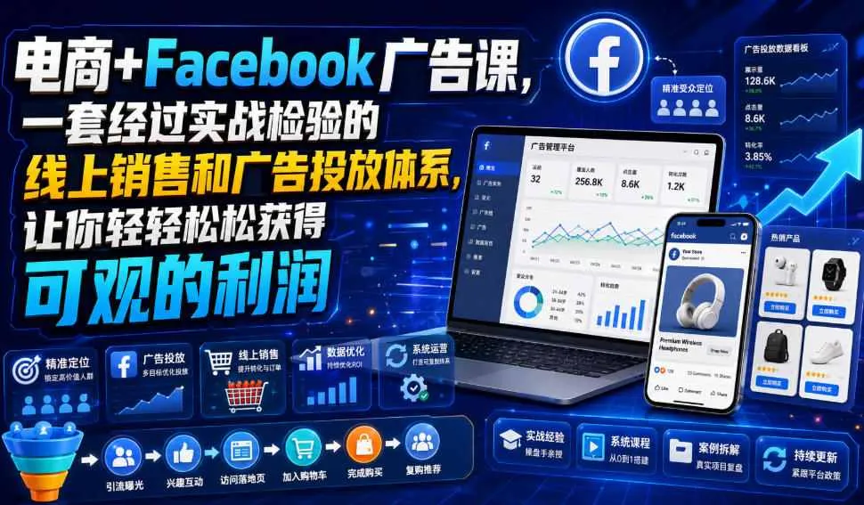 电商+Facebook广告课，一套经过实战检验的线上销售和广告投放体系，让你轻轻松松获得可观的利润【原创双语字幕】-梦帆创业网