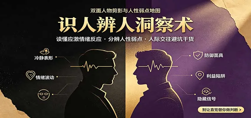 识人辨人终极心法：读懂应激情绪反应，分辨人性弱点，人际交往避坑干货-梦帆创业网