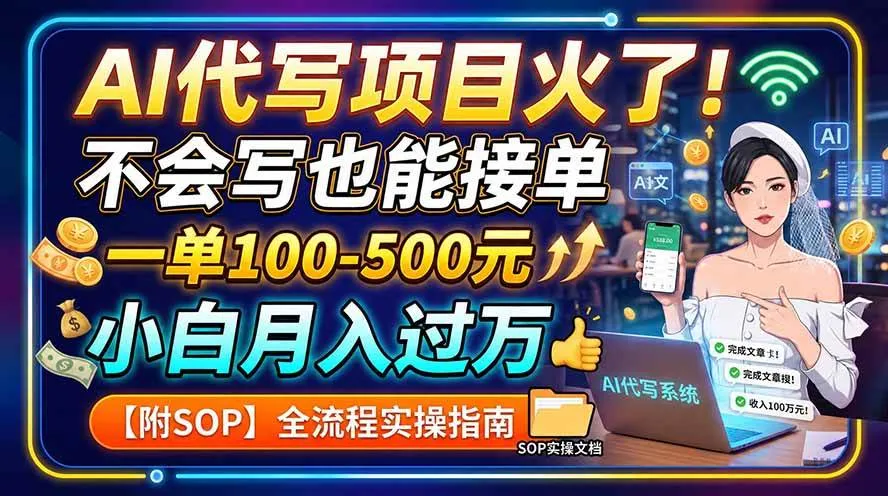 （19967期）AI代写项目火了！不会写也能接单，一单100-500元，小白月入过万【附SOP】-梦帆创业网