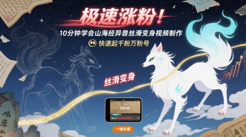 极速涨粉！10分钟学会山海经异兽丝滑变身视频制作，快速起千粉万粉号-梦帆创业网