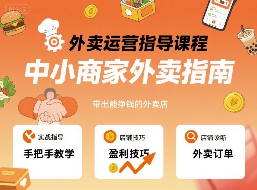 外卖运营指导课程，中小商家外卖指南，手把手带出能挣钱的外卖店-梦帆创业网