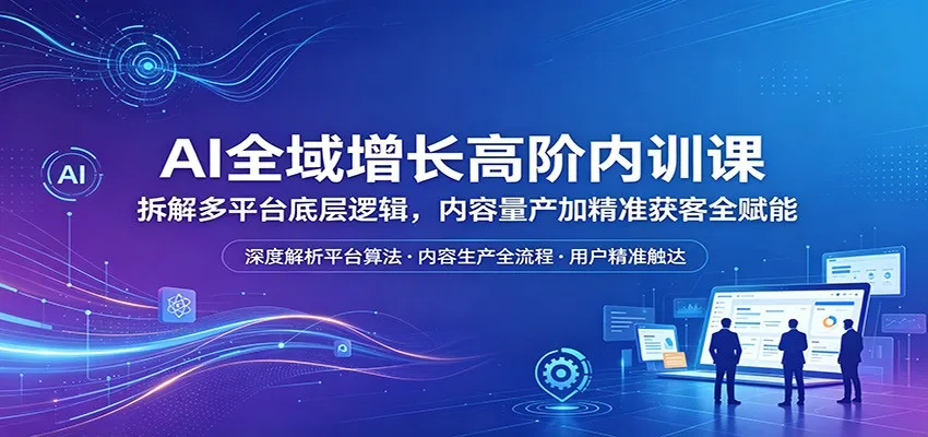 AI全域增长高阶内训课：拆解多平台底层逻辑，内容量产加精准获客全赋能-梦帆创业网