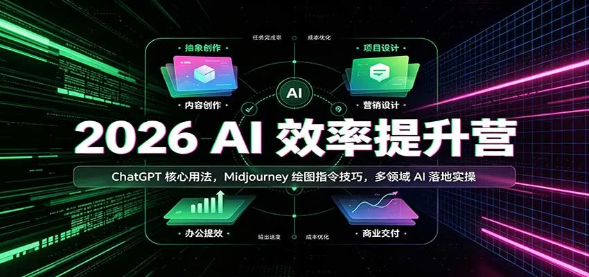 2026 AI效率提升营：ChatGPT核心用法，Midjourney绘图指令技巧，多领域AI落地实操-梦帆创业网