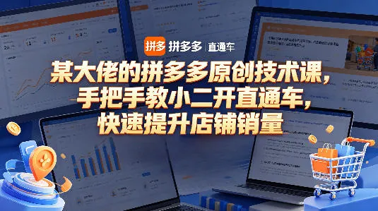 某大佬的拼多多原创技术课，手把手教小二开直通车，快速提升店铺销量-梦帆创业网