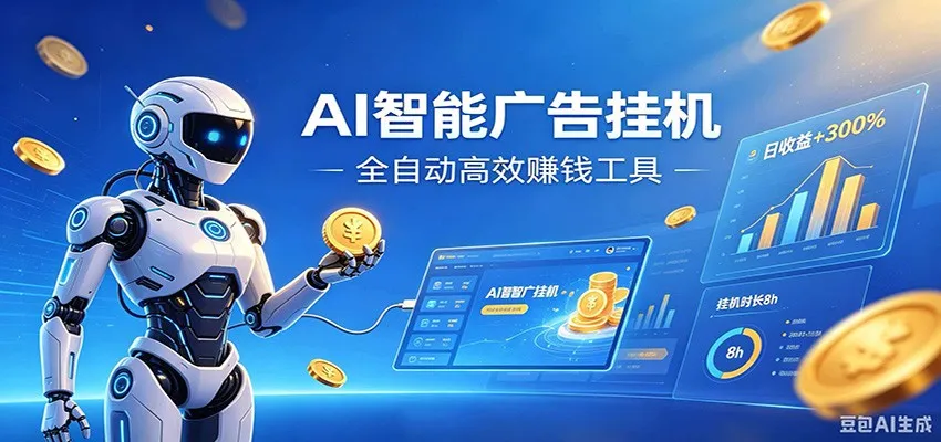 AI智能广告挂机，小白轻松上手，在家自动赚收益-梦帆创业网