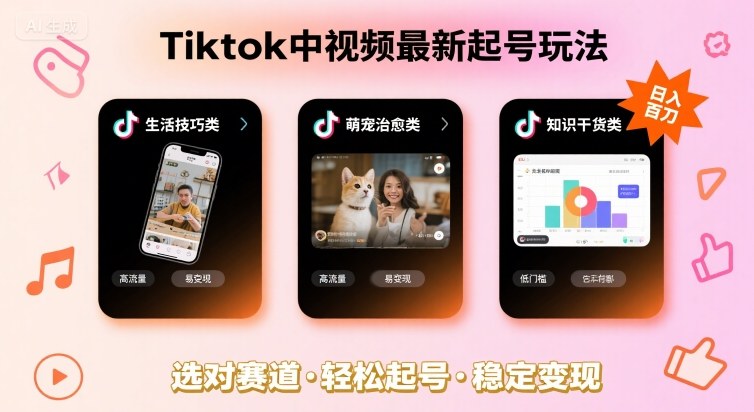 Tiktok中视频最新起号玩法，想要日入百刀，做好这几个赛道就可以了-梦帆创业网
