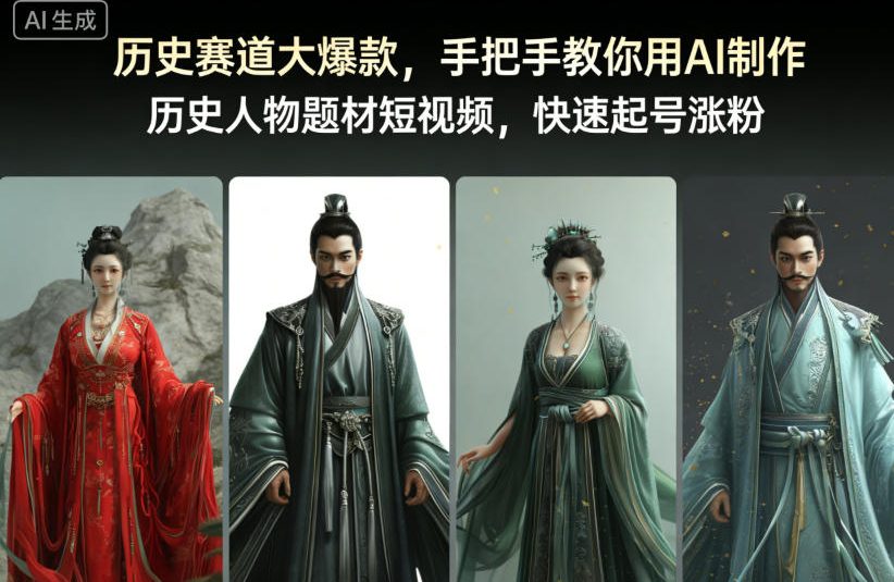 历史赛道大爆款，手把手教你用AI制作历史人物题材短视频，快速起号涨粉-梦帆创业网
