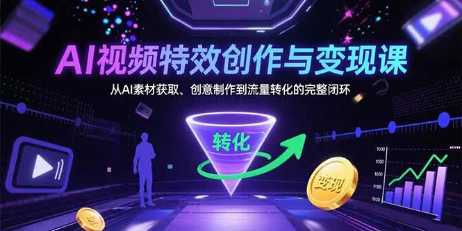 （15587期）AI视频特效创作与变现课：从AI素材获取、创意制作到流量转化的完整闭环-梦帆创业网