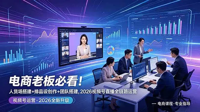 （18845期）电商老板必看！人货场搭建+排品设计+素材创作+团队搭建，2026视频号直播全链路运营-梦帆创业网
