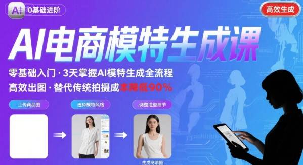 AI模特进阶课程，0基础高效生成逼真电商模特图-梦帆创业网