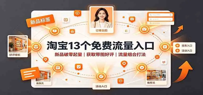 淘宝13个免费流量入口：新品破零起量，获取带图好评，流量组合打法-梦帆创业网