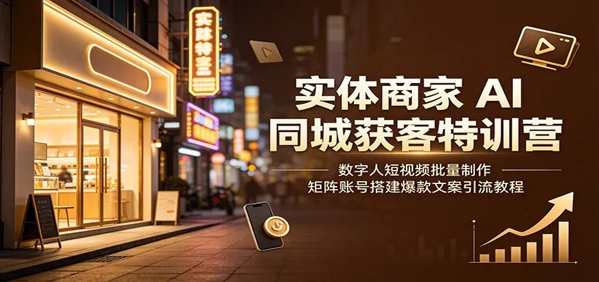 实体商家AI同城获客特训营：数字人短视频批量制作，矩阵账号搭建爆款文案引流教程-梦帆创业网