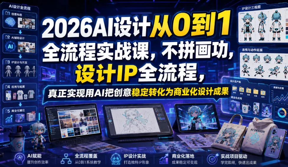 2026AI设计从0到1全流程实战课，不拼画功，设计IP全流程，真正实现用AI把创意稳定转化为商业化设计成果-梦帆创业网