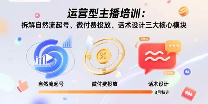 （15654期）运营型主播培训：拆解自然流起号、微付费投放、话术设计三大核心模块-8月-梦帆创业网