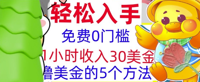免费撸美刀的5个方法，1小时收入30美刀，0门槛，轻松入手-梦帆创业网