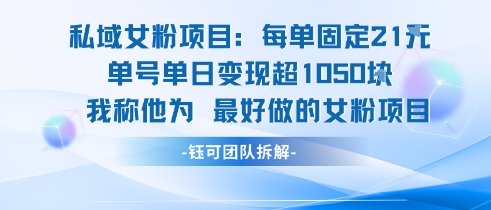 私域女粉项目：每单固定21块，单日变现超1k+，最好做的女粉项目-梦帆创业网
