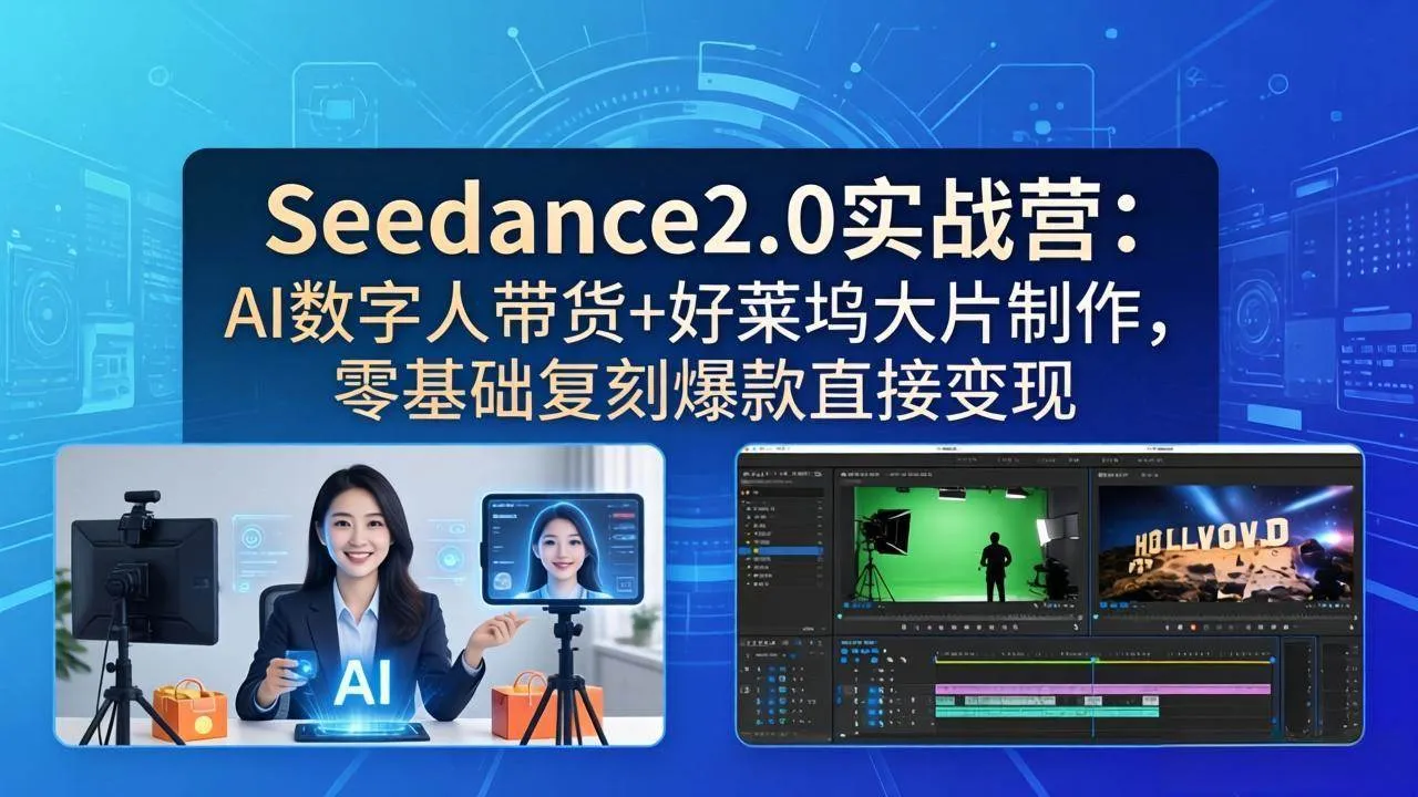 （18238期）Seedance2.0实战营：AI数字人带货+好莱坞大片制作，零基础复刻爆款直接变现-梦帆创业网