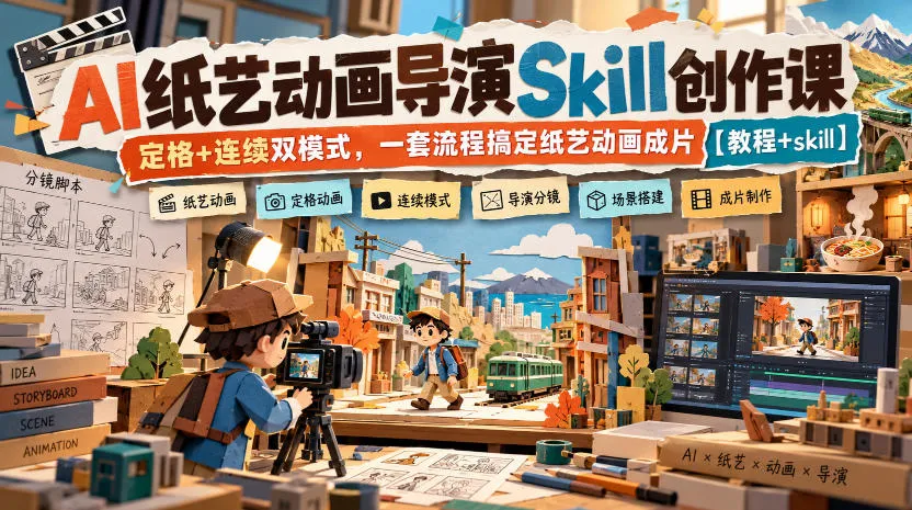 AI纸艺动画导演Skill创作课｜定格+连续双模式，一套流程搞定纸艺动画成片【教程+skill】-梦帆创业网