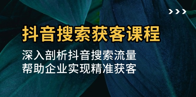 （13465期）抖音搜索获客课程：深入剖析抖音搜索流量，帮助企业实现精准获客-梦帆创业网